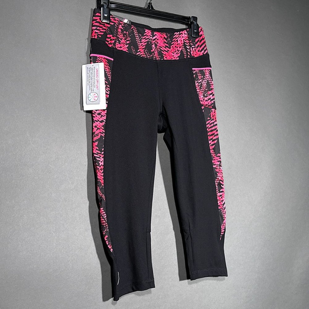 Marika Performance Fitted‎ Capri Dry Wik Zipper Pocket Reflective Tape Size 4-6